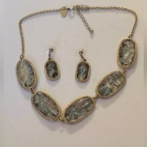 Vintage Abalone Necklace And Matching Earrings